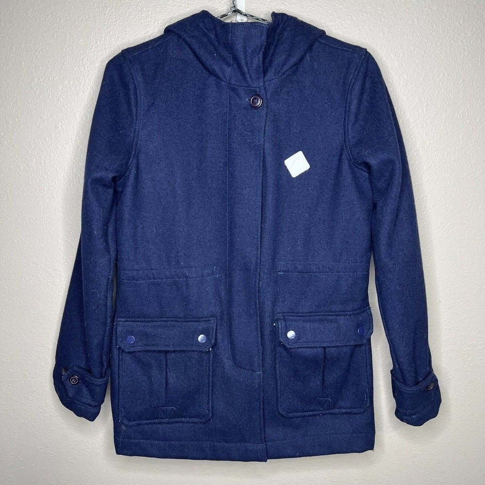Burton Women's Blue Wool Blend Full Zip Long Sleeve Hooded Jacket Size S